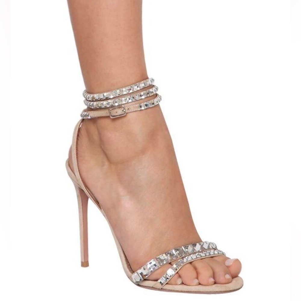 Aquazzura So Vera Sandals in Nude, Size 34 - New